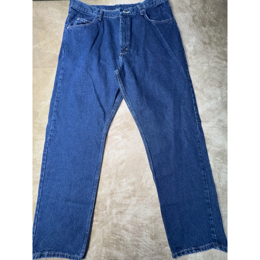 Wrangler Regular Fit Jeans Men 38x32 Blue Denim Dark Wash Straight Leg
